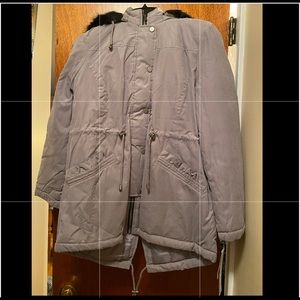 WOMENS MID-WEIGHT FUR TRIMMED HOODED COAT NWT